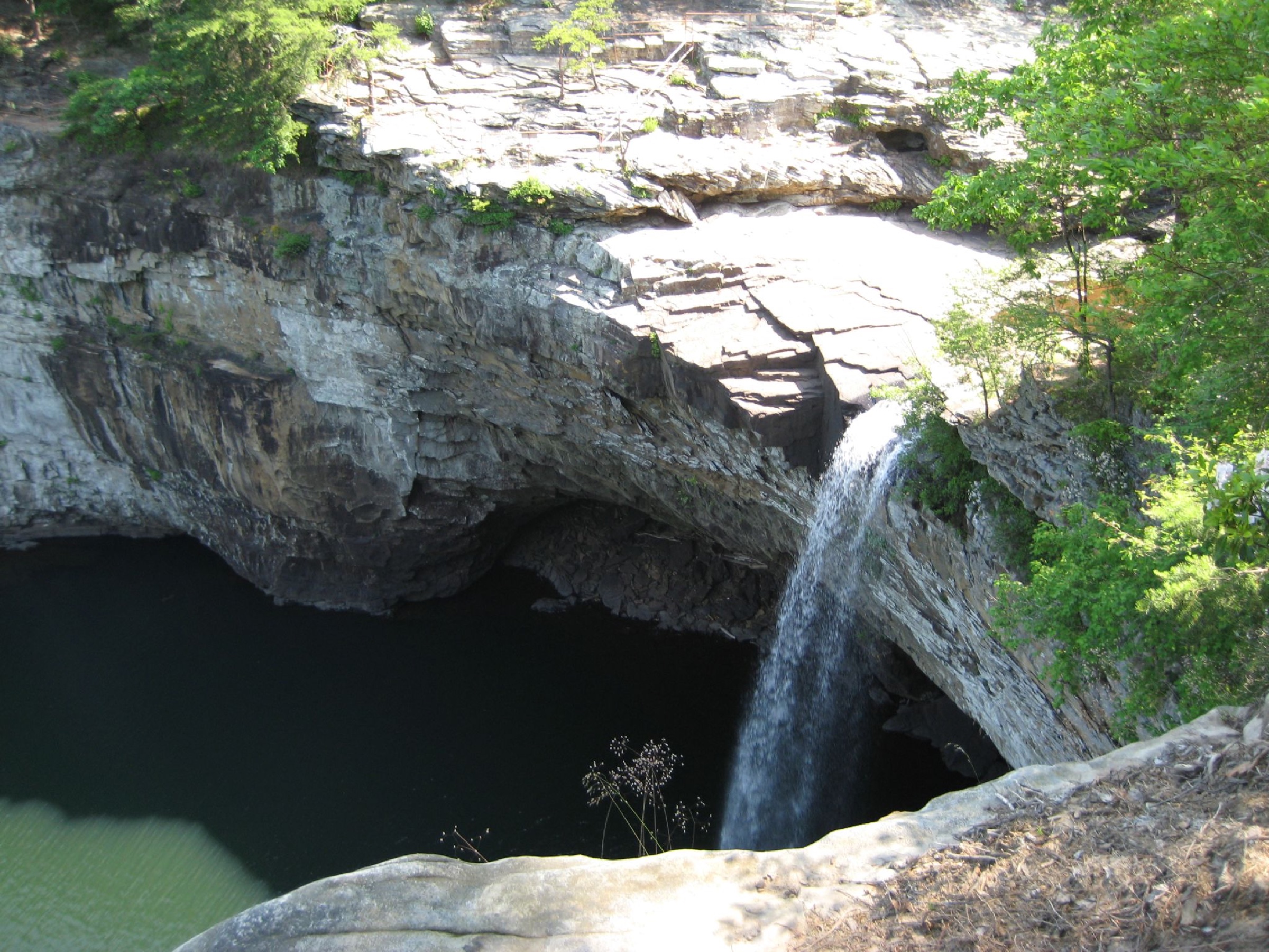 DeSoto Falls dropping into a deep rock-lined pool near Mentone, Alabama
